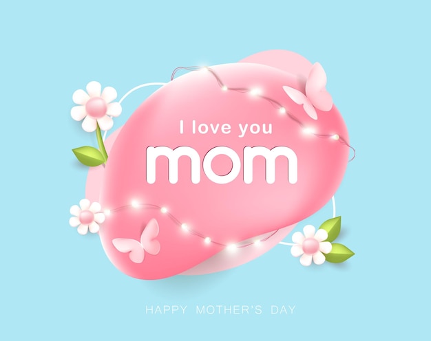 Happy mothers day poster banner hintergrundlayout mit abzeichen und blumen