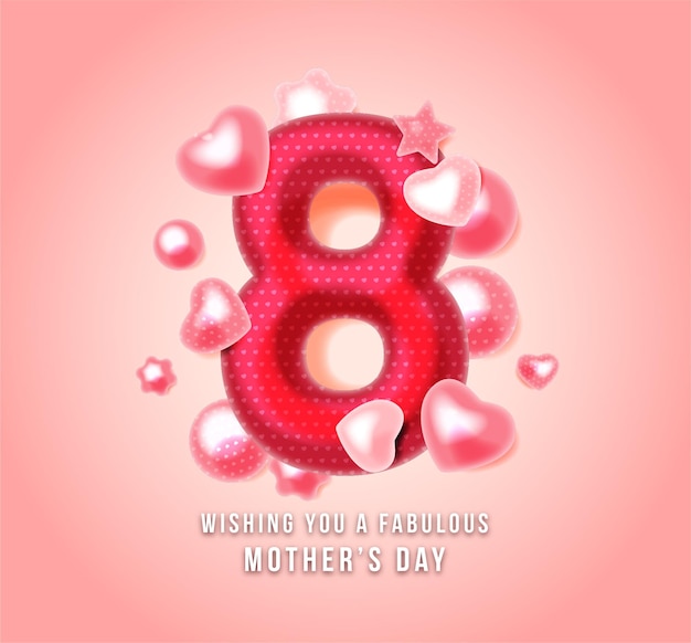 Happy mothers day typografie mit 3d-herzen