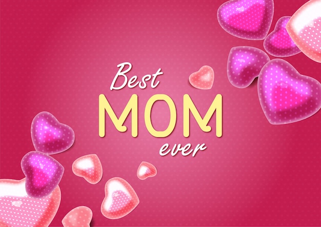 Happy mothers day typografie mit 3d-herzen