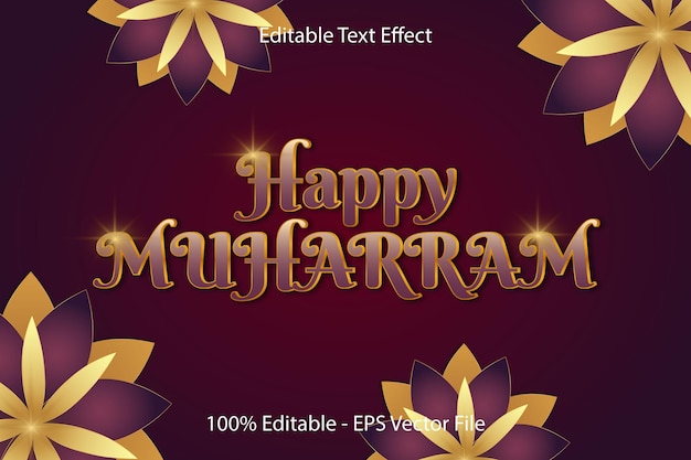 Happy muharram 3d emboss gradient style design