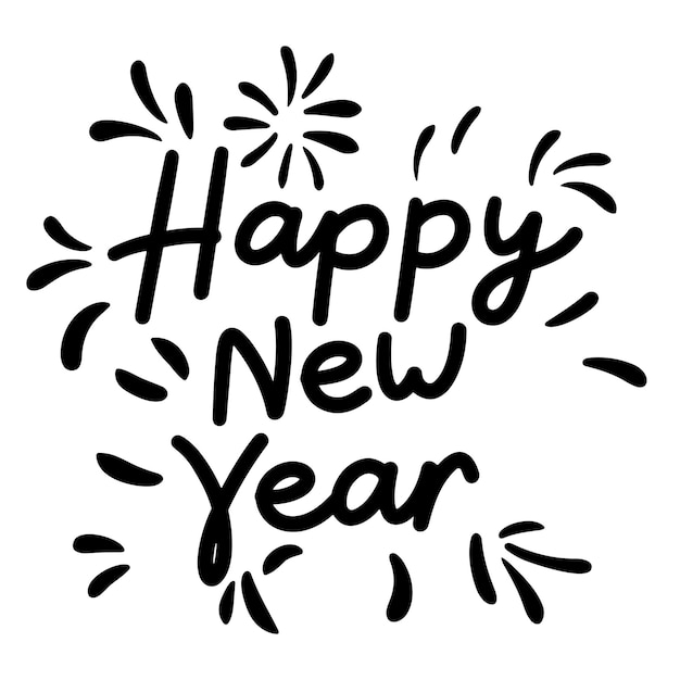 Vektor happy new year textbanner handschrift happy new year schriftbanner schwarzer ferienfarbtext