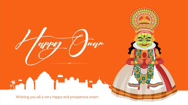 Happy onam festival banner design-vorlage