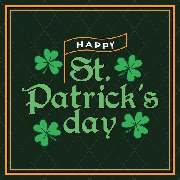 Happy patrick's day card mit kleeblatt-vektorillustration