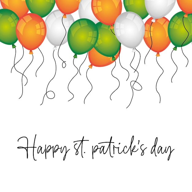 Happy patrick's day card mit luftballons-vektorillustration