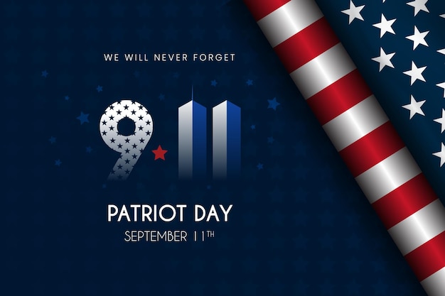 Happy patriot day 11. september-banner mit flaggenrollen-illustration