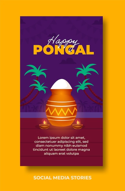 Happy pongal festival social media stories designvorlage