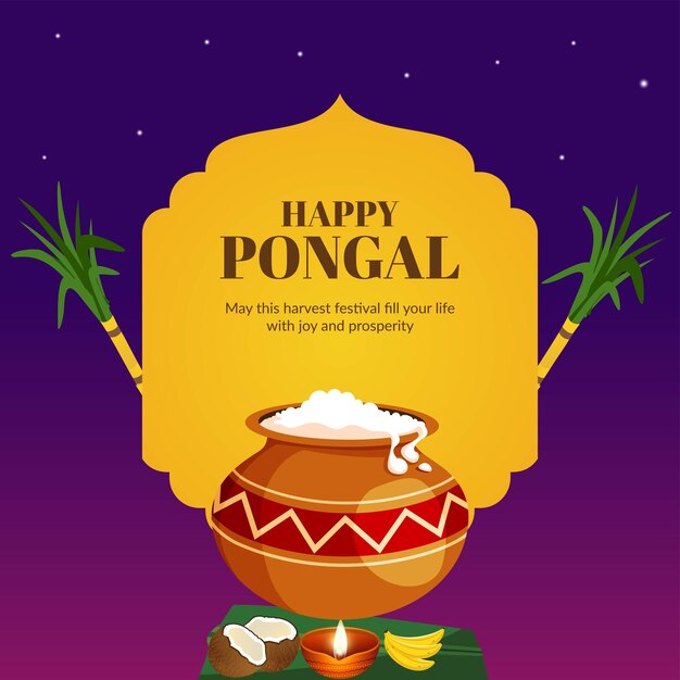 Happy pongal indian festival banner design-vorlage