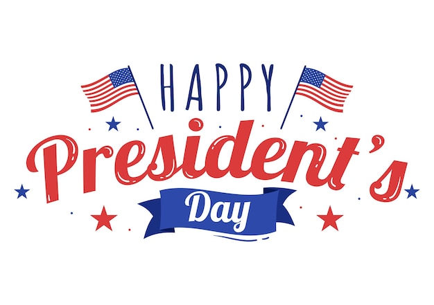Happy Presidents Day mit Sternen und USA-Flagge für den Präsidenten von Amerika in Illustration