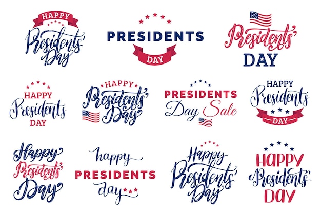 Happy Presidents Day Satz von Vektorhandbeschriftungen