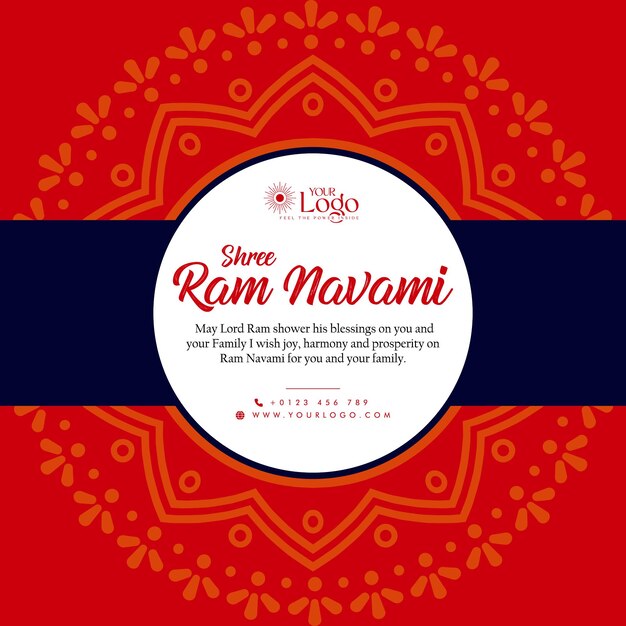 Happy ram navami grüße poster design indisches hinduismus festival social media post design