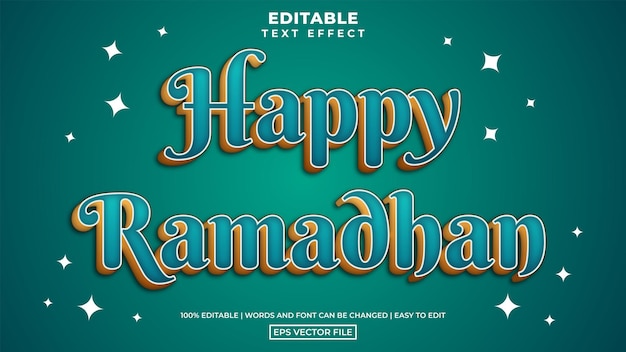 Happy ramadhan bearbeitbare texteffektvorlage, moderner stil