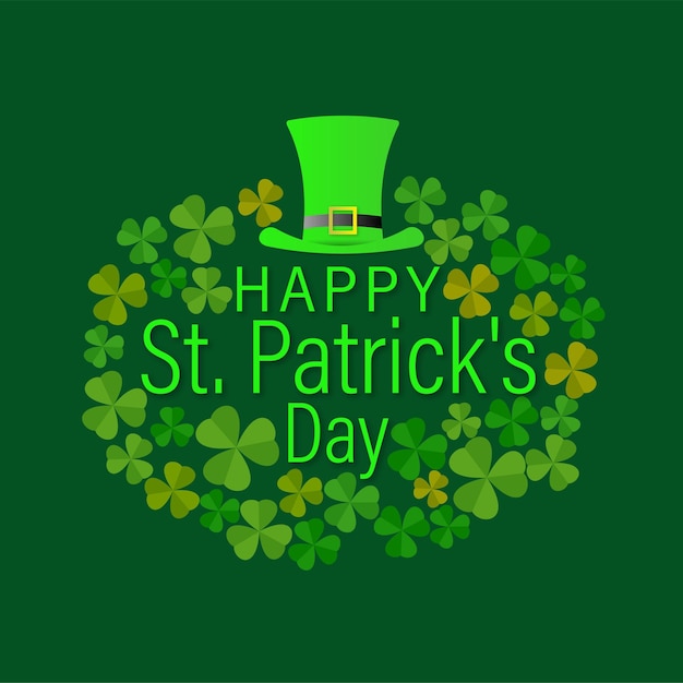 Happy Saint Patrick's Day Hintergrund mit realistischen grünen Shamrock-Blättern, Werbung, Banner
