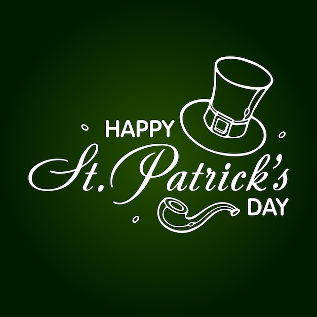 Happy Saint Patricks Day Textdesign mit Koboldhut auf grünem Hintergrund Premium-Vektor