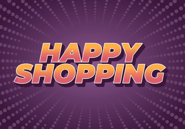 Happy Shopping Text-Effekt mit 3D-Stil und modernen Farben