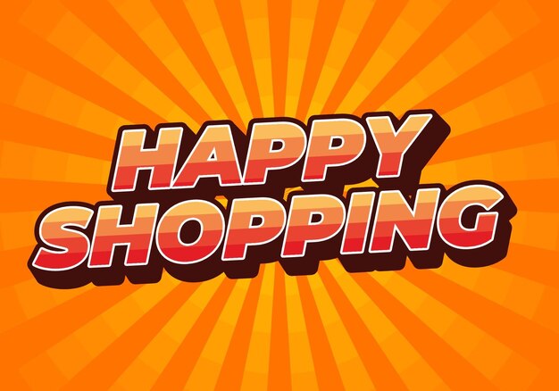 Happy Shopping Text-Effekt mit 3D-Stil und modernen Farben