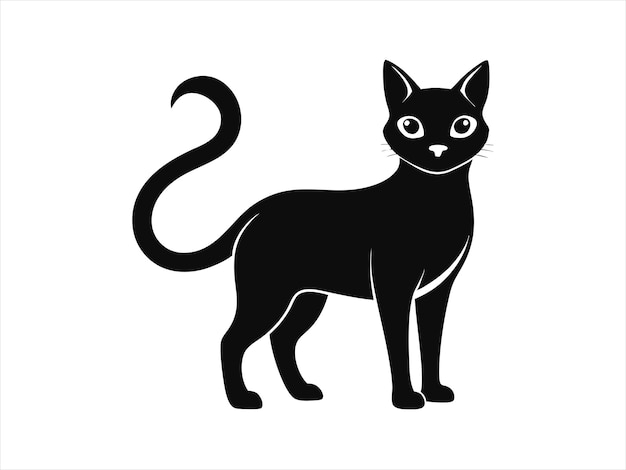 Happy Siamese Cat Silhouette Icon Spielhafter Katzenvektor