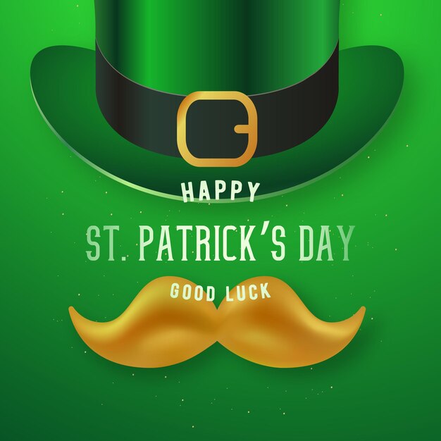 Happy st. patricks day design mit retro-hut und schnurrbart