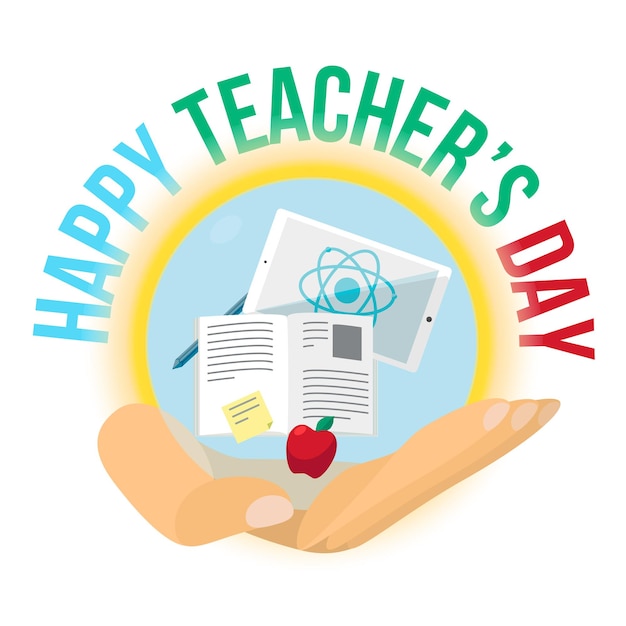 Happy teacher's day celebration banner mit text. vektor