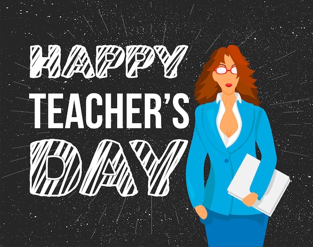 Happy teacher's day celebration banner mit text. vektor