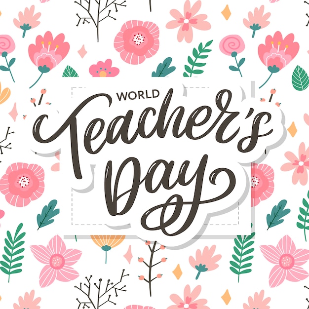 Happy teacher's day inschrift. grußkarte mit kalligraphie. hand gezeichnete beschriftung. typografie für einladungs-, banner-, poster- oder kleidungsdesign. zitat.