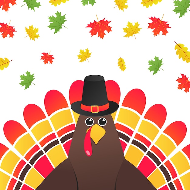 Happy thanksgiving day flat style design poster vector illustration mit truthahn