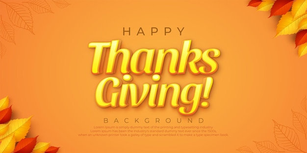 Happy thanksgiving horizontale banner mit blätter hintergrund