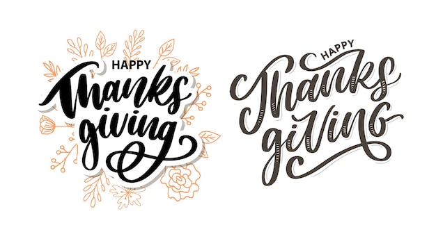 Happy thanksgiving-schriftzug kalligraphie-set