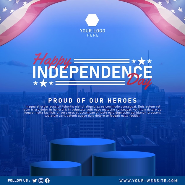 Happy USA Independence Day-Banner und Social-Media-Story-Beitragsvorlage