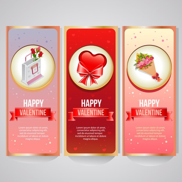 Happy valentine-banner-set