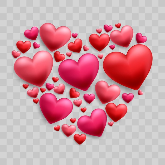 Happy Valentine Day Vektordesign mit 3D-Herzen auf Png für Happy Women's, Mother's, Birthday