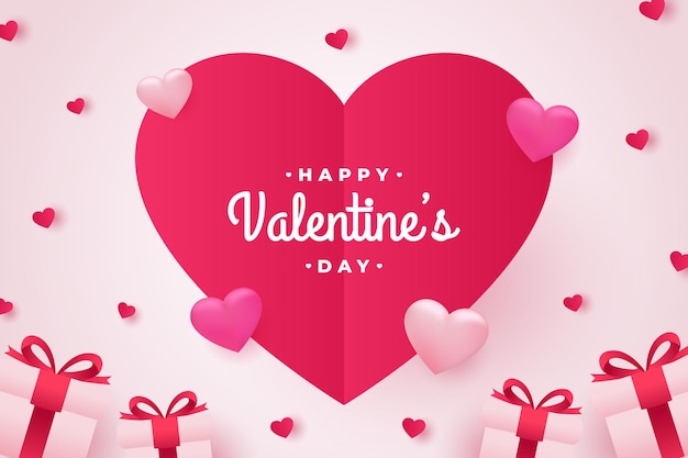 Happy valentines day banner und hintergrund mit romantischen valentine-dekorationen