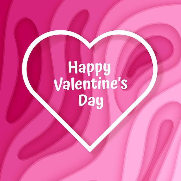 Happy valentines day-karte, mit hintergrund mit tiefrosa papierschnitt-design, vektor-eps-10-format