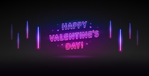 Happy valentines day neon schriftzug auf dunkel