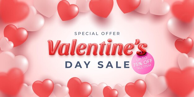 Happy Valentines Day Sale Promo mit Designvorlage für Sonderangebote