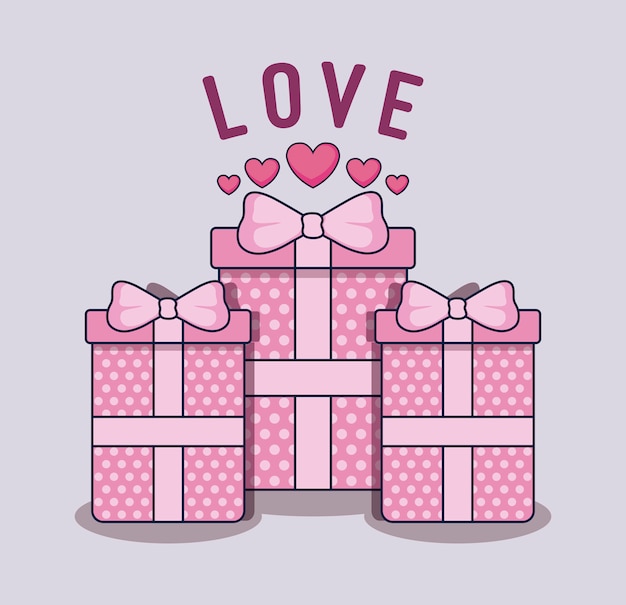 Vektor happy valentinstag geschenkboxen