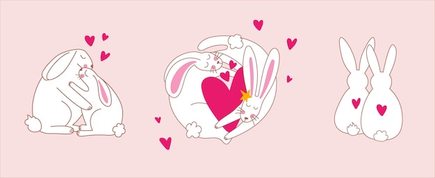 Happy valentinstag konzept liebe zärtlichkeit und romantische gefühle mit süßen kaninchen
