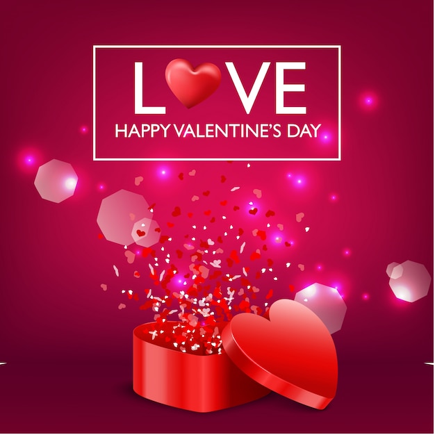 Happy valentinstagskarte und offenes herz geschenk