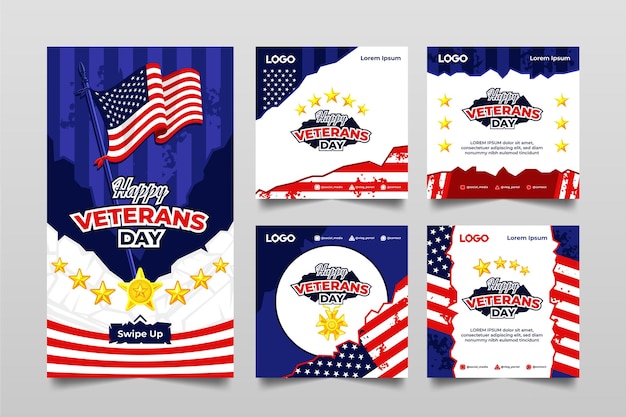 Happy Veterans Day Social Media Vorlagensammlung