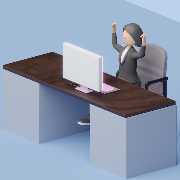 Happy Work-Konzept realistischer 3D-Objekt-Cartoon-Stil