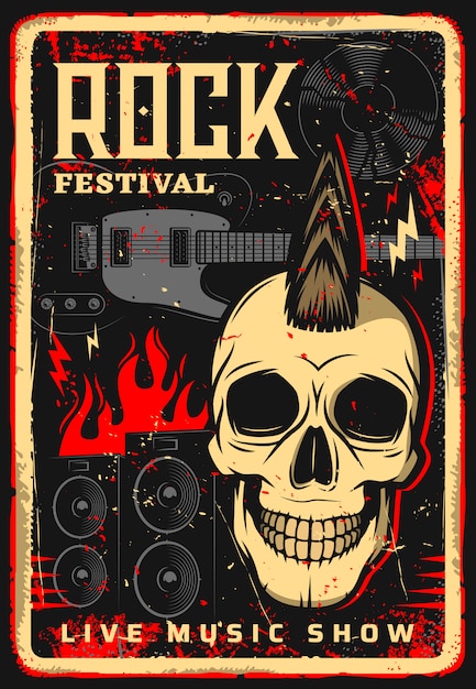 Vektor hard rock musik festival poster