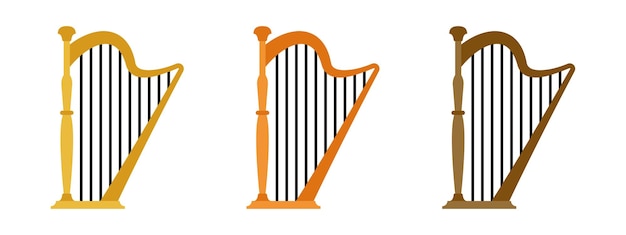 Vektor harfe im flachen stil isoliert