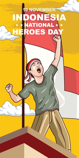 Hari pahlawan nasional oder indonesischer heldentag illustrationshintergrund.