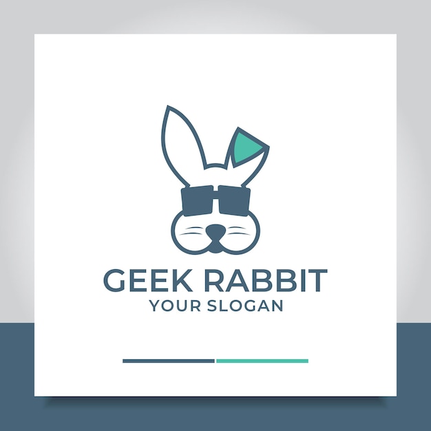 Hase im logodesign mit schwarzem glas