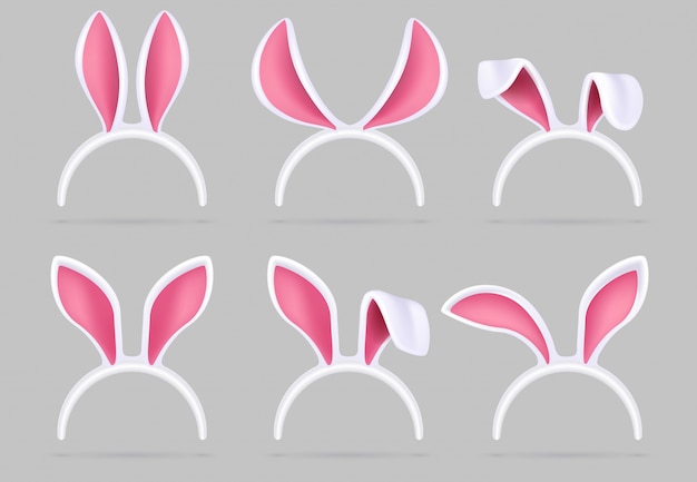 Hasenohren Maske. Lokalisierter Satz des Ostern-Kaninchenkostüm-Fotostands
