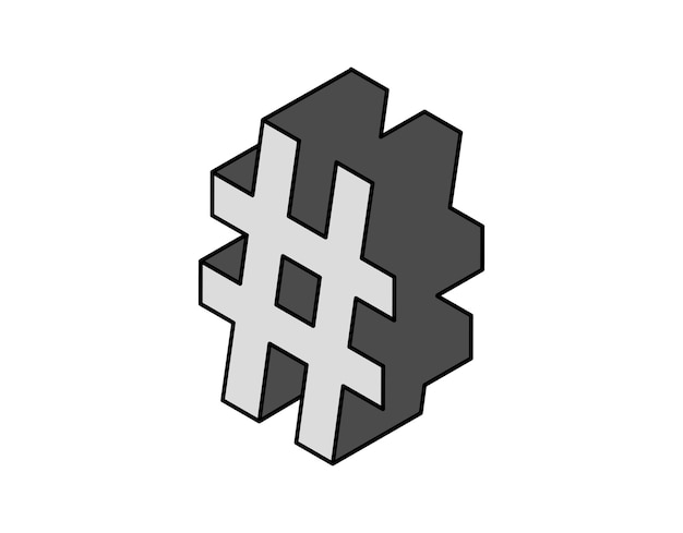 Hashtag isometrisches design-symbol vektor-web-illustration 3d buntes konzept