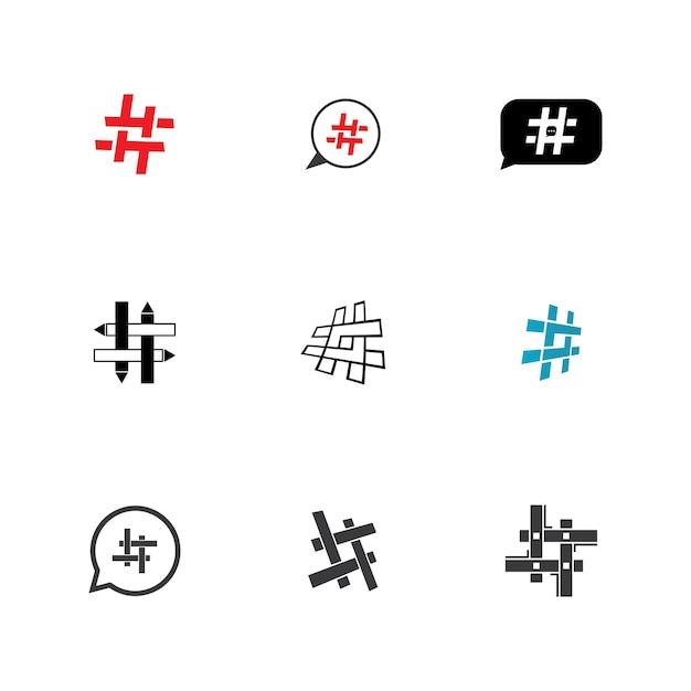 Vektor hashtag-symbol kreative designvorlage