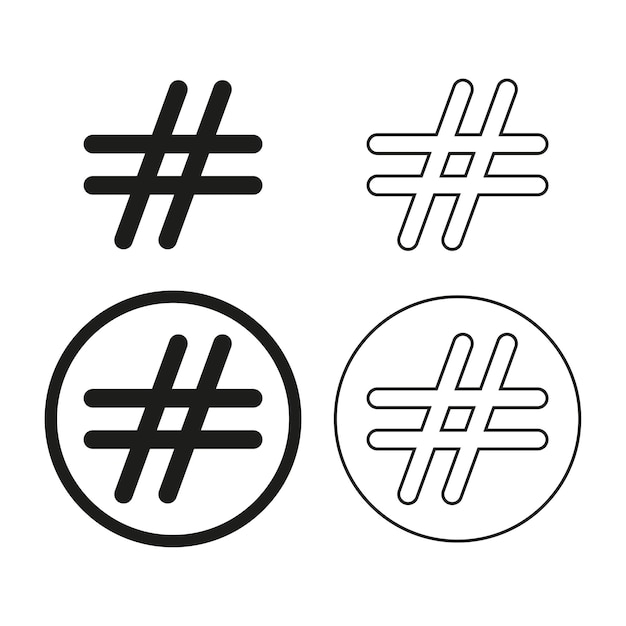 Hashtags-Symbolsatz Vektorillustration EPS 10