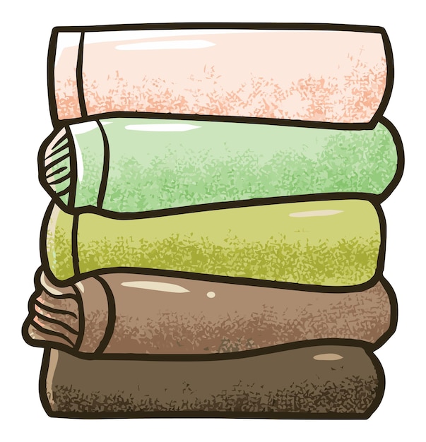 Haufen handtücher cartoon-illustration aus der seitenansicht