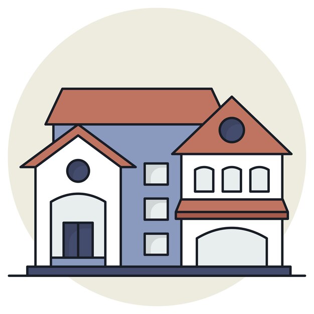 Haus in der Innenstadt mit Garage Vector Stadt- und Vorstadthaus Immobilien und Eigentum Wohnung