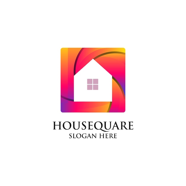 Haus square logo-design mit farbverlauf